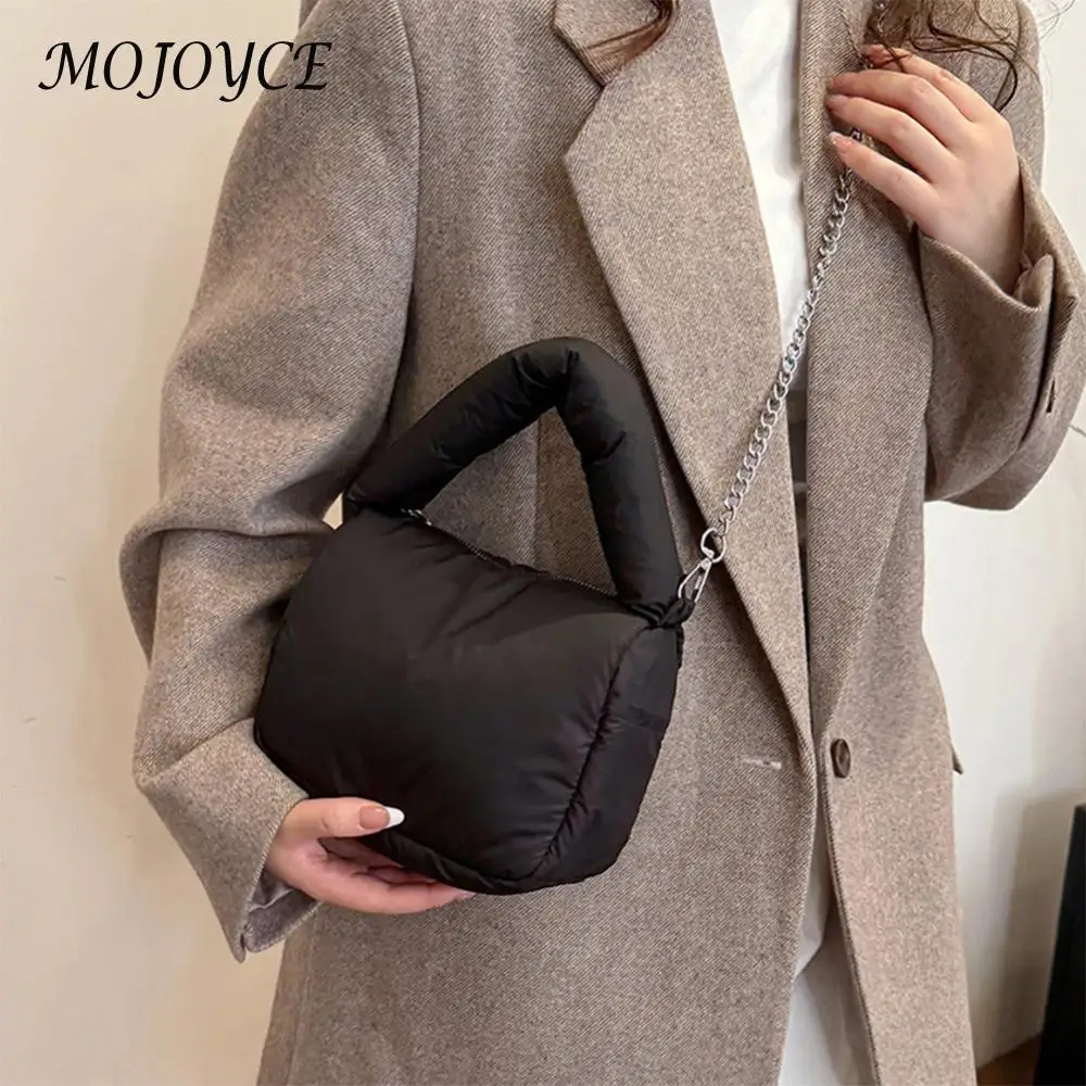 Женская нейлоновая сумка-пуховик через плечо сумка на молнии с цепочкой и