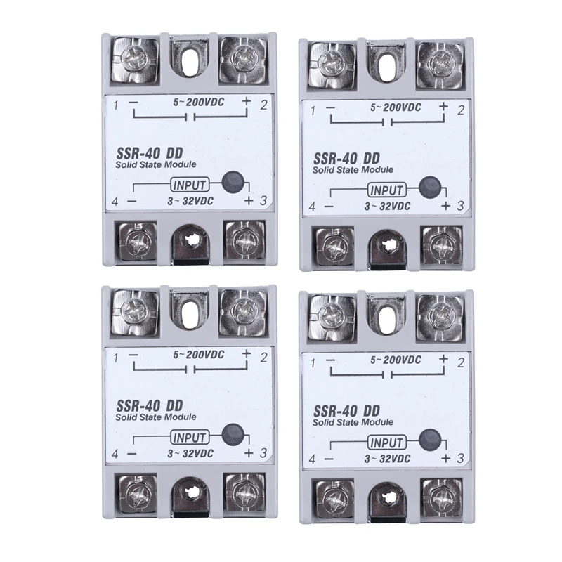 

New 4X Single Phase Solid State Relay DC-DC SSR-40DD 40A DC3-32V DC5-60V White+Silver