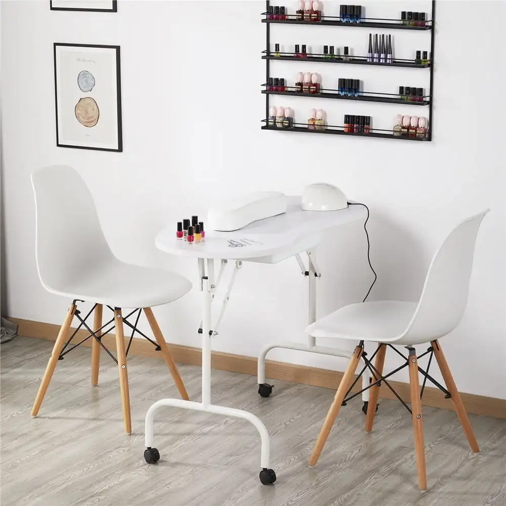

37-inch Folding Manicure Table with Client Wrist Pad and Carrying Case White
