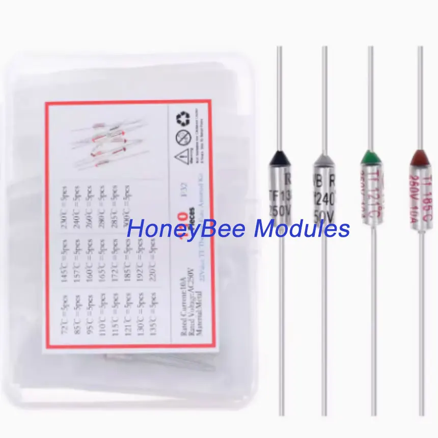 

22 kinds of 110pcs blown thermal fuses TF overheat protection 72℃~300℃ 10A/250V mixed box set