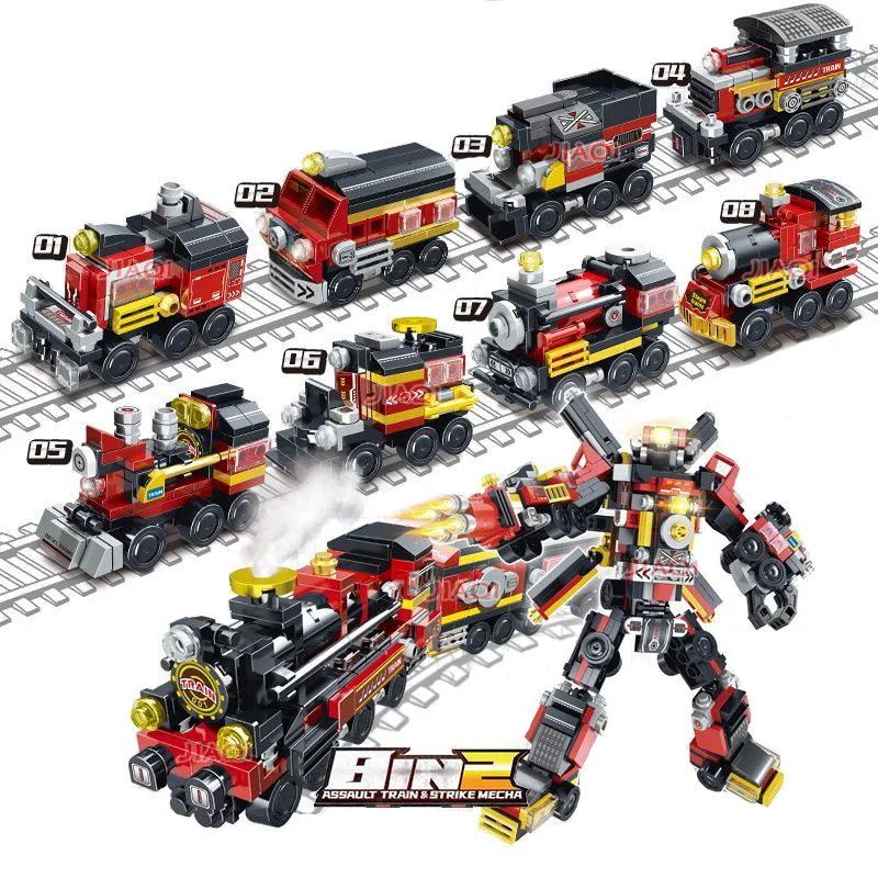Конструктор «штурмовой поезд» совместим с LEGO 8in2, конструктор разных форм «сделай сам», кирпич, детская игрушка для строительства, подарки