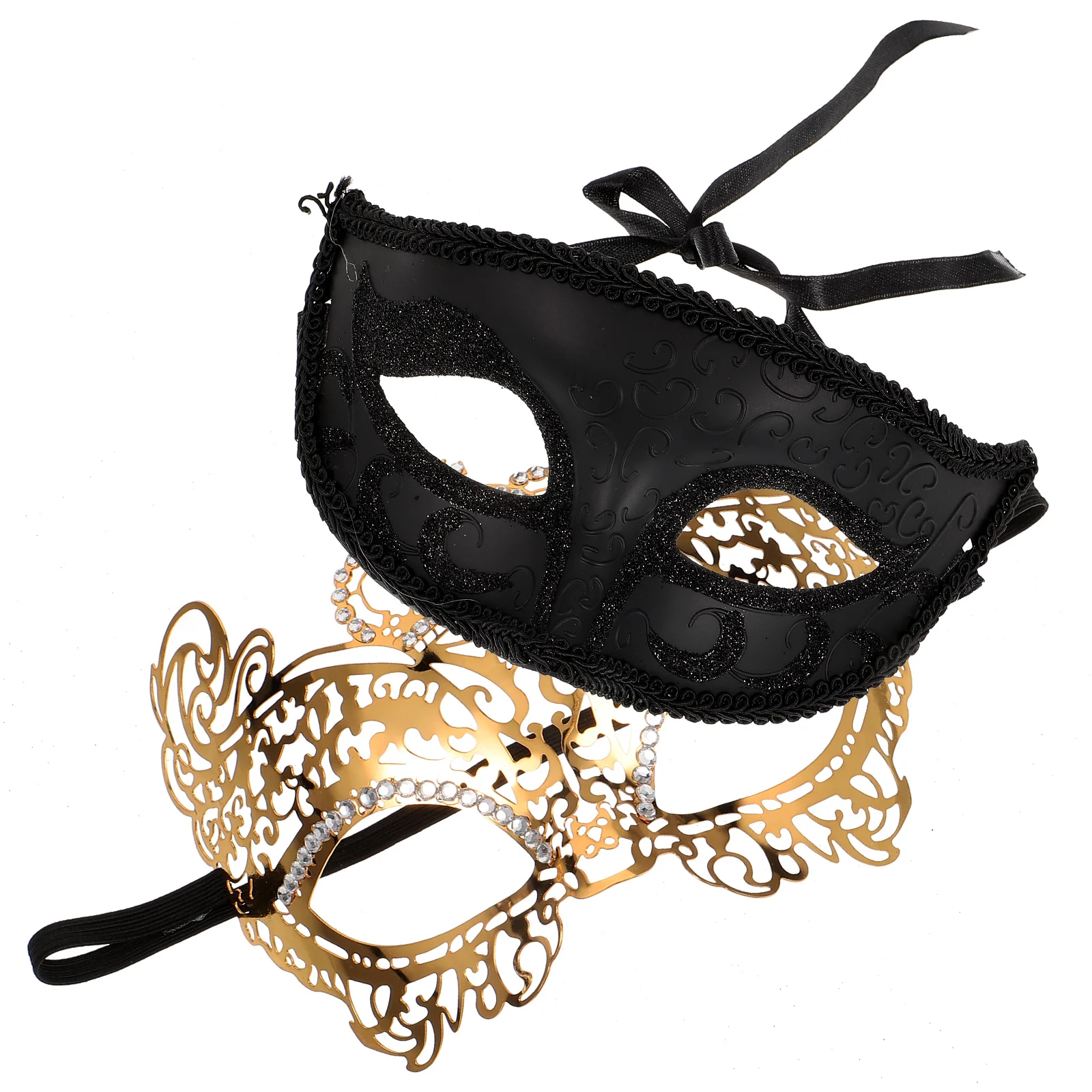 

2 Pcs Halloween Eye Mask Masquerade Couple Women Cosplay Mardi Gras Blindfold Fancy Dress