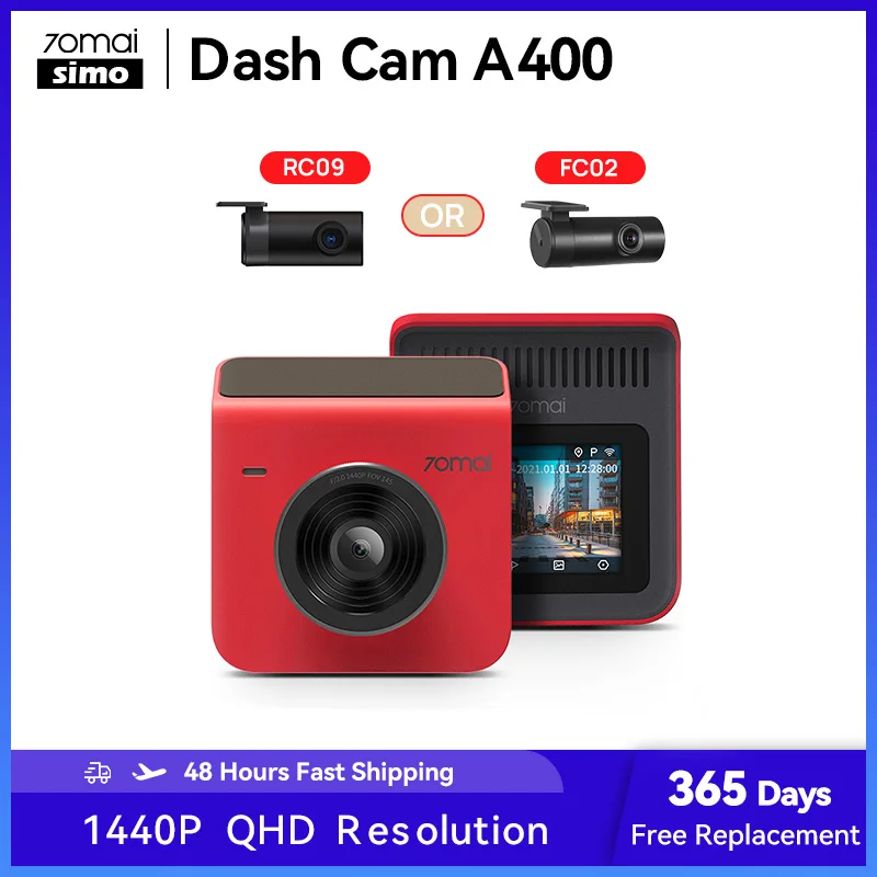 

Dash Cam A400 Car DVR 70mai 1440P Resolution 145° FOV Car Recorder APP Control Support Rear Cam & 24H Parking Monitoring