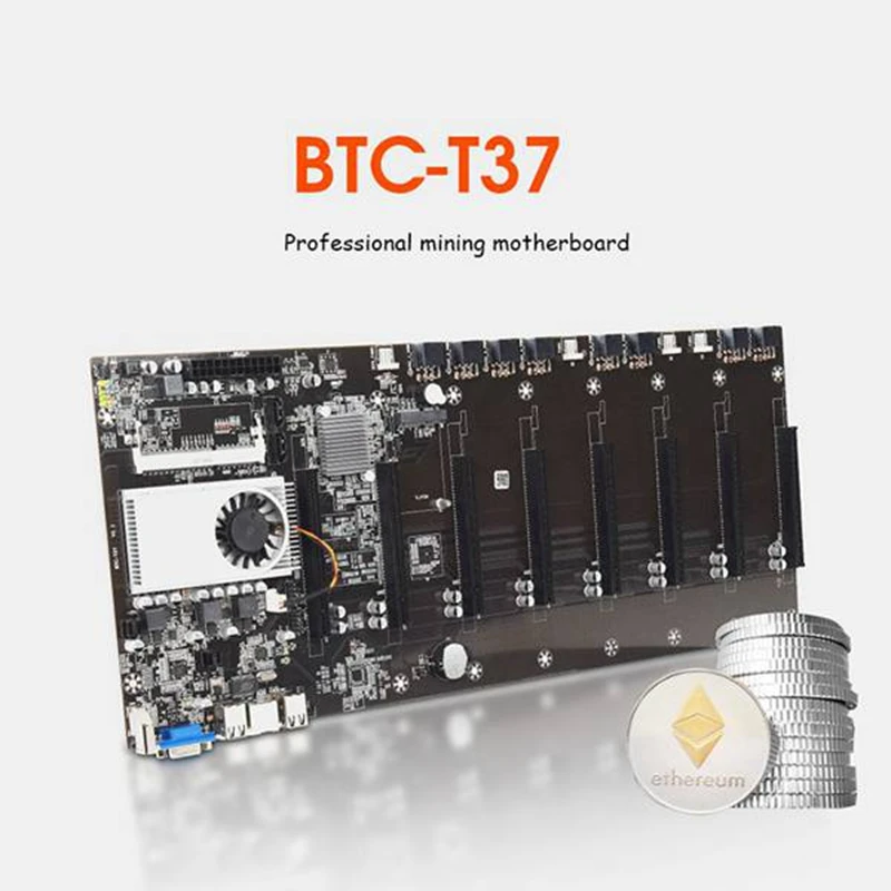 Mining Motherboard 8 GPU Bitcoin Crypto Ethereum With DDR3 128GB MSATA SSD 12X8pin Power Cable(Black) |
