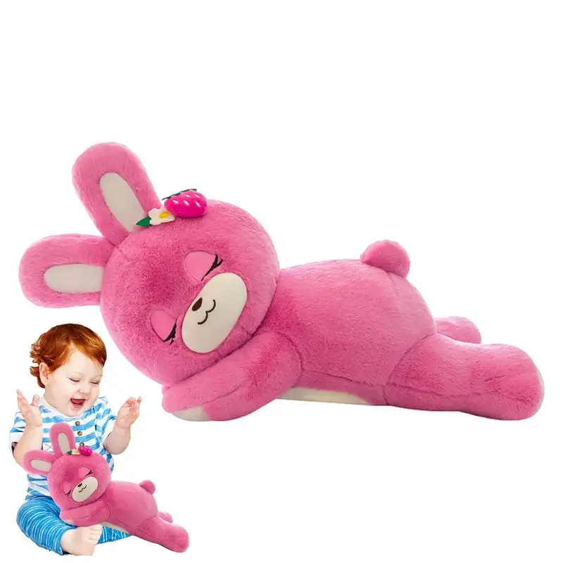 

Плюшевый кролик, симпатичный лежащий Клубничный Кролик, плюшевые игрушки-животные, плюшевые игрушки, 19,68 дюймов, Реалистичная мягкая набивная кукла-кролик
