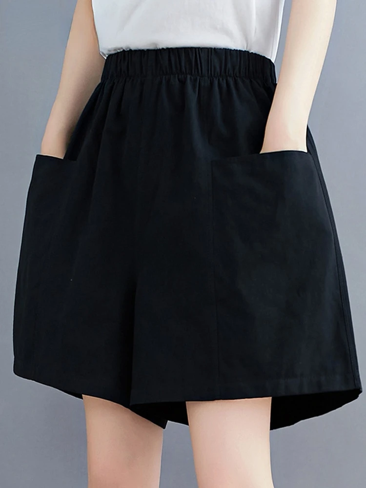 2023 Women's Summer Shorts Cotton High Waist Wide Short Pants Casual Loose Simple Sports Shorts with Pocket Soft Comfort Breeche