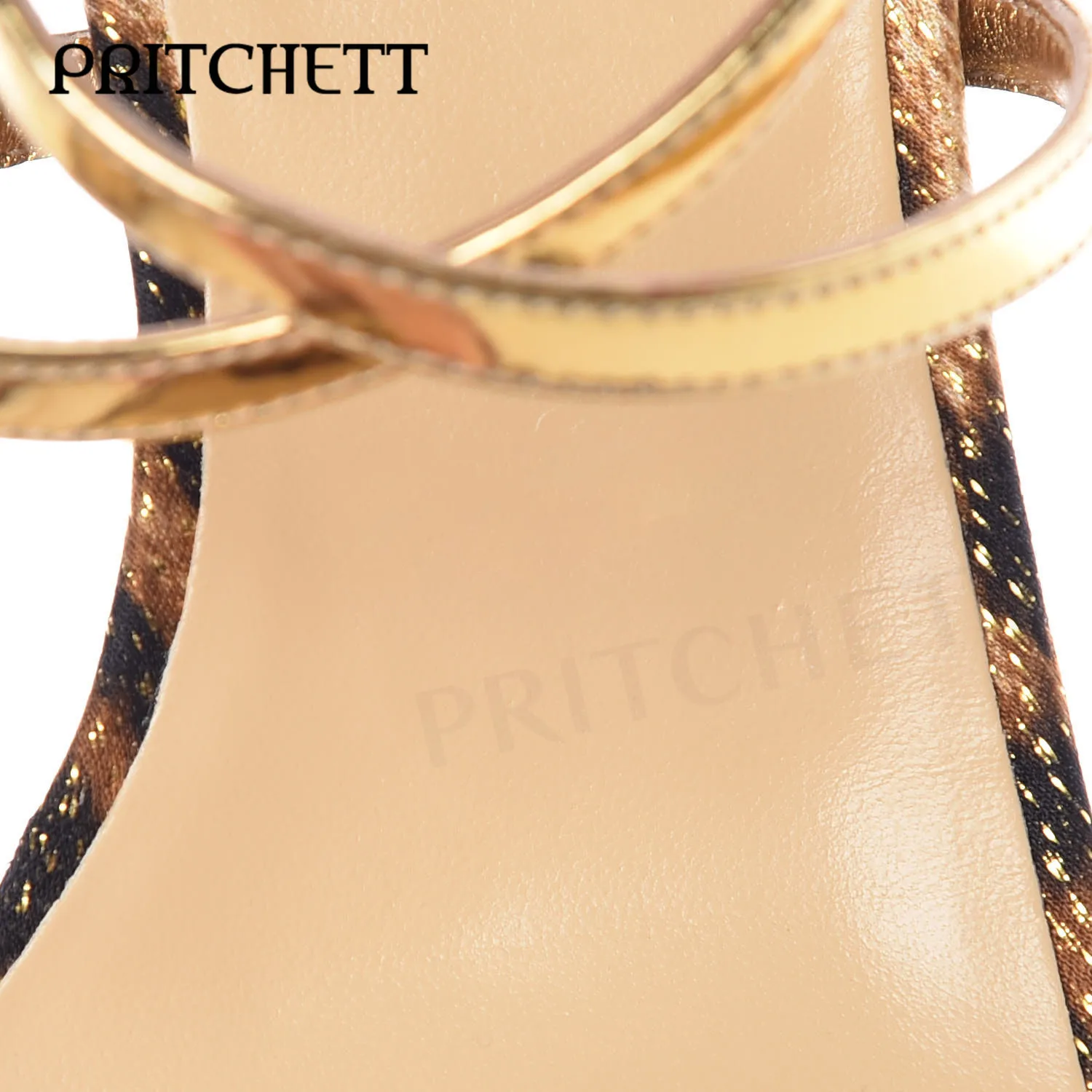 Luxury Leopard Print Wedge Platform Sandals Gold Pearl Metal Buckle One Word Strap Sandals Cross Thin Strap Fashion Women's Shoe