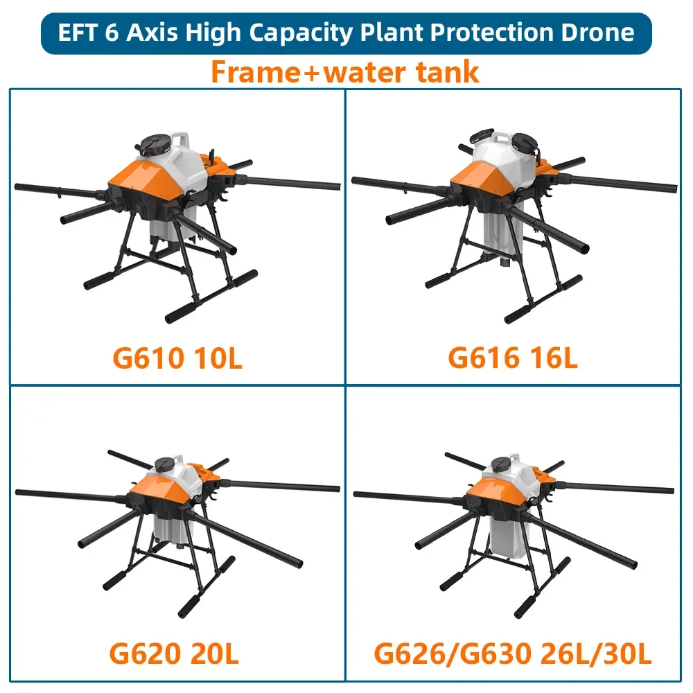 

EFT G610 G616 G620 G626 G630 30L Agricultural Spray Frame with JIYI Flight Control Hobbywing Power System Frame Kit