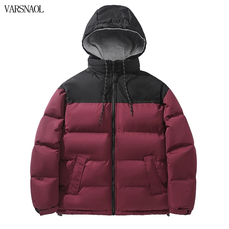 Varsanol Winter Hooded Jacket Men Parkas Coat Casual Thick Parker Style Mixed Color Cotton-padded Jacket Men's Clothes Oversized