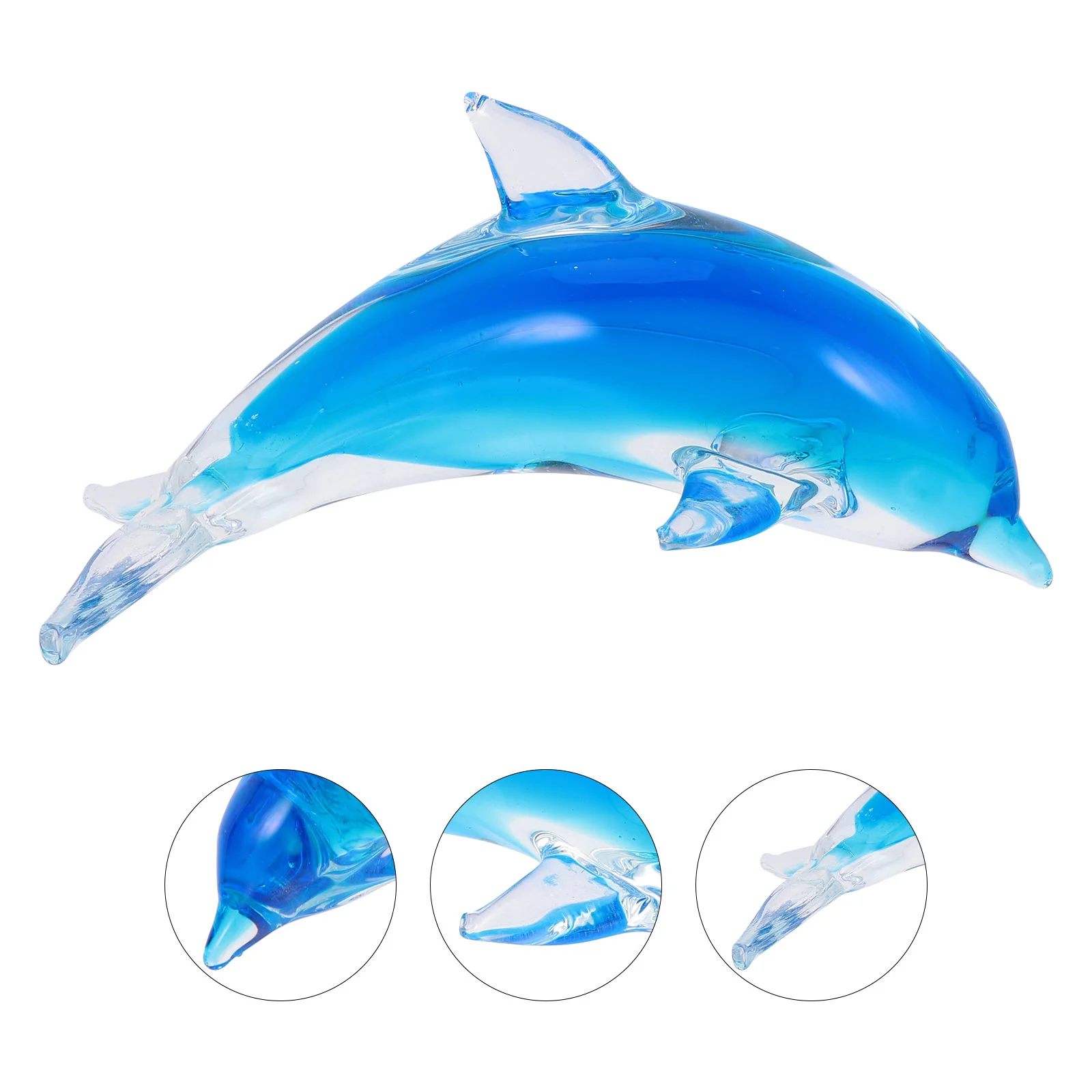 

Dolphin Figurine Statue Ornament Crystal Animal Figurines Decor Sea Sculpture Decoration Blown Adornment Animals Desktop Blue
