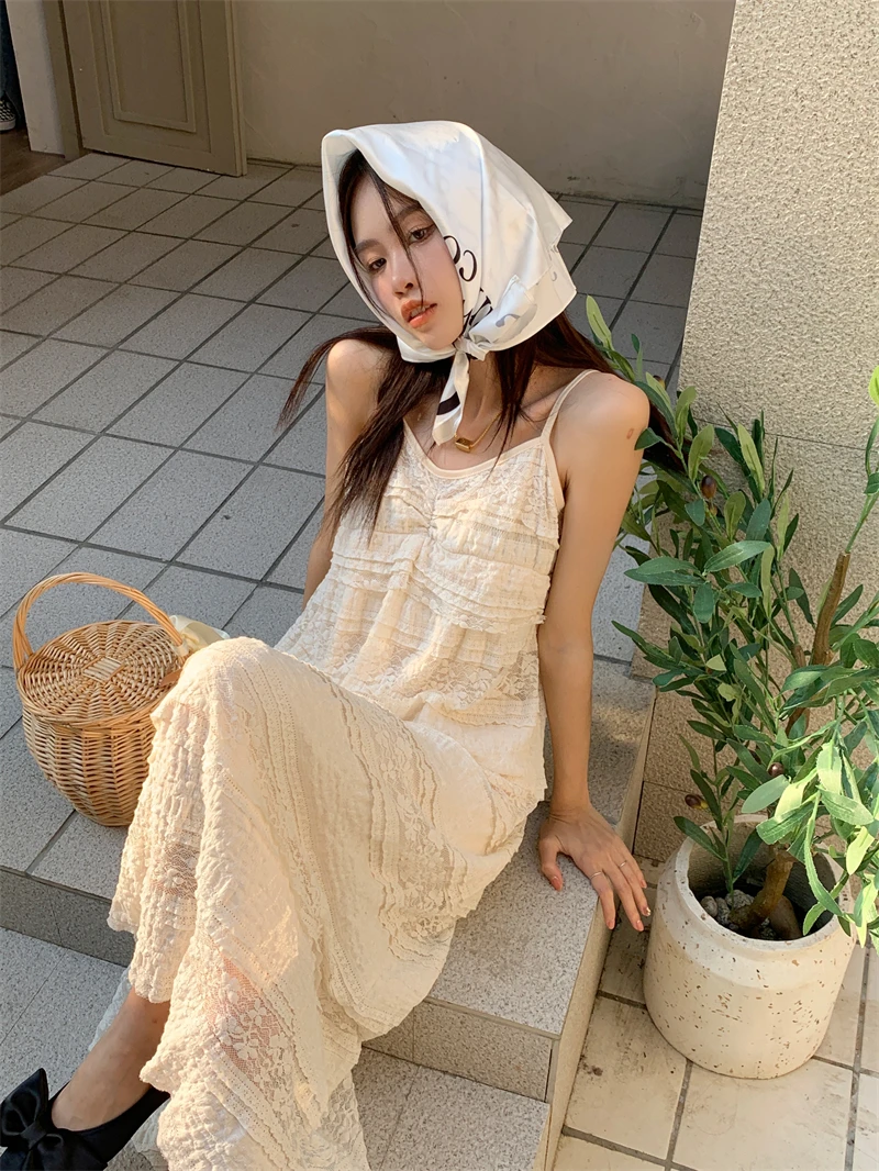 

Summer French super fairy gentle wind pure suspender dress women's seaside skirt Holiday Beach small skirt