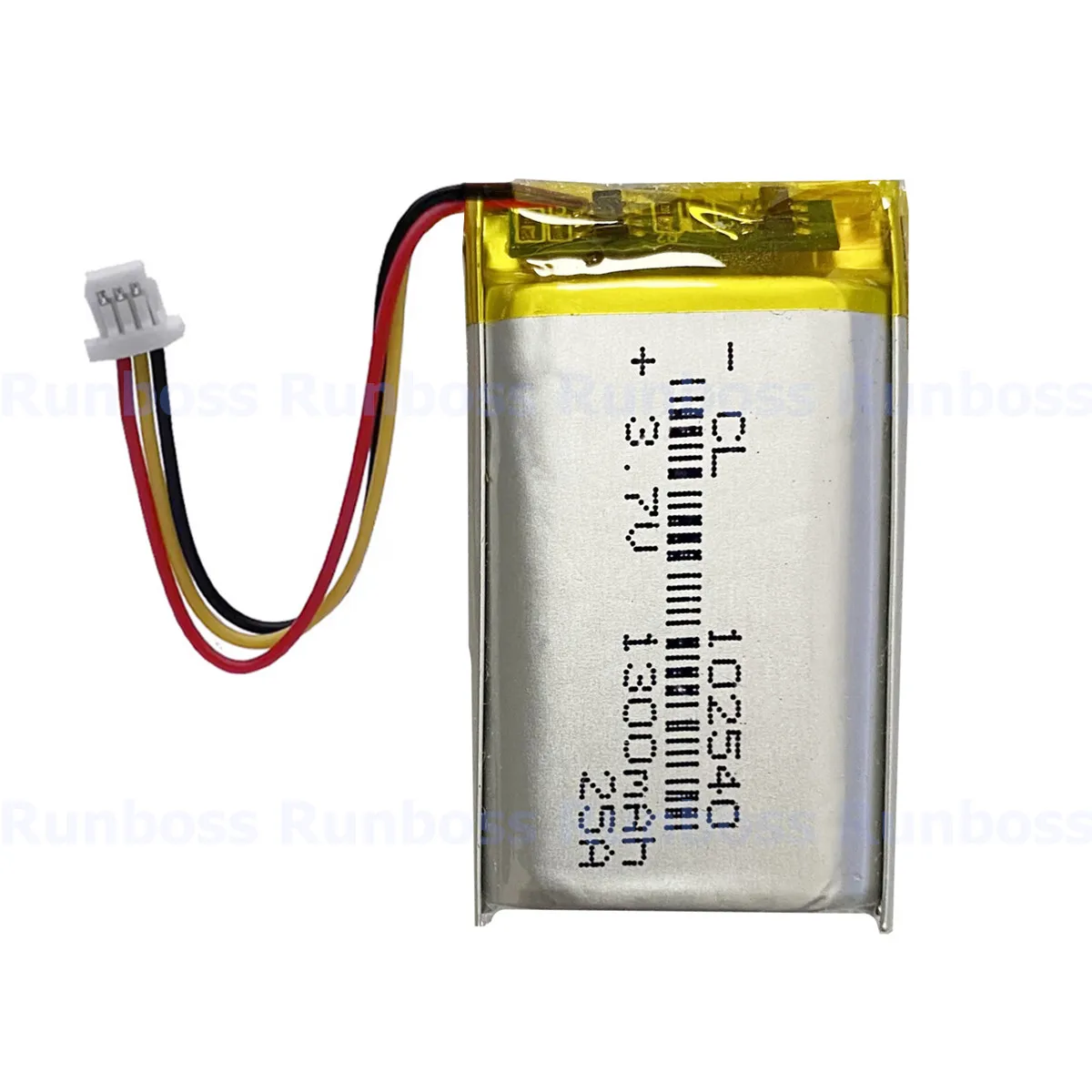 Фото Литий-полимерный перезаряжаемый аккумулятор 3.7V 1300mAh 102540 с разъемом JST 3Pin 1.0mm для видеорегистраторов, GPS-трекеров, камер для авто (DVR, DVC) №2