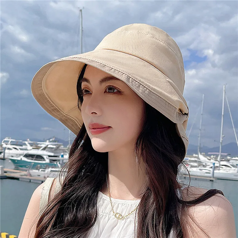 

Шляпа Женская Солнцезащитная с широкими полями, модная пляжная Панама с бантом, с защитой от ультрафиолета, для отдыха на открытом воздухе, ...