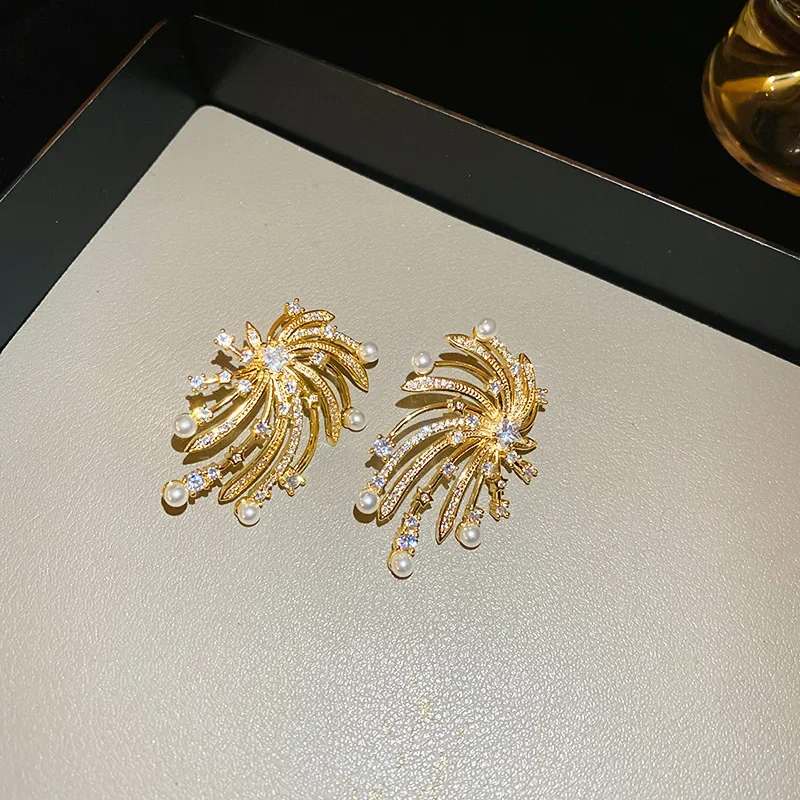 Minar стильные серьги-капли с кубическим цирконом и имитацией жемчуга фейерверка