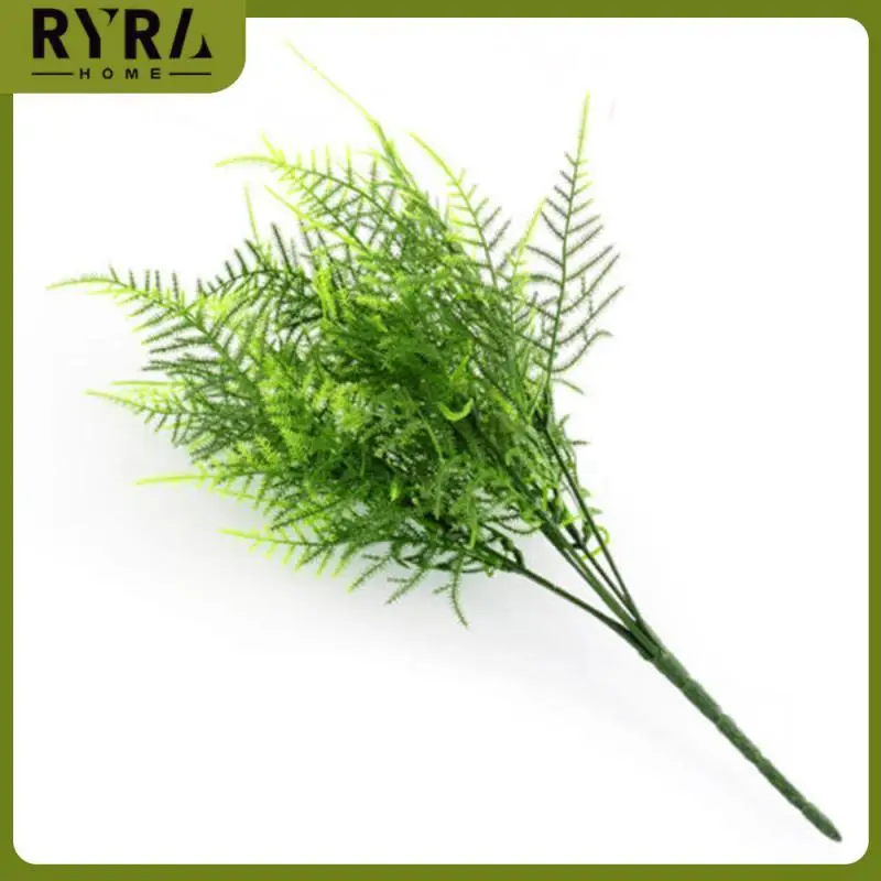 

7 Stems Artificial Asparagus Window Box Fern Bush Plants Home Office Plastic Decorative Greenery Foliage Bush Table Decors