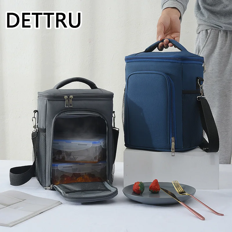 

Crossbody High Capacity Thermal Lunch Box Bag Waterproof Oxford Cloth Insulated Picnic Travel Food Bento Cooler Tote Bag Handbag
