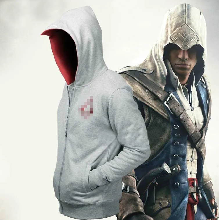

Assassin Game Cosplay Men Streetwear Hooded Jackets With Velvet Autumn Winter Outwear Assassins Creed Edward Costume Props Gifts