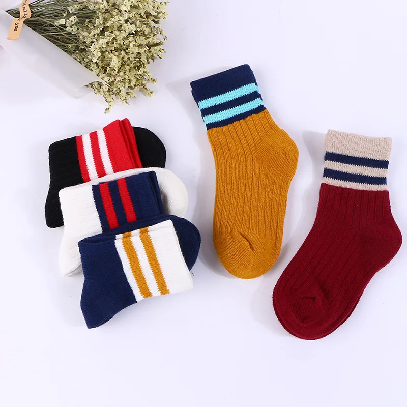 5Pairs/lot Baby Socks Stripe Children's Socks Cotton Socks Thick Sporty Socks Baby Accessories Calcetines