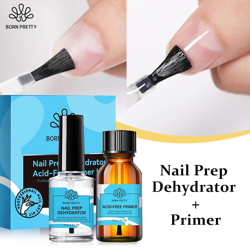 

BORN PRETTY Nail Prep Dehydrator Set Acid Free Nail-Primer Bond Natural For Nail Art Soak Off UV LED Color Gel Nail Polish