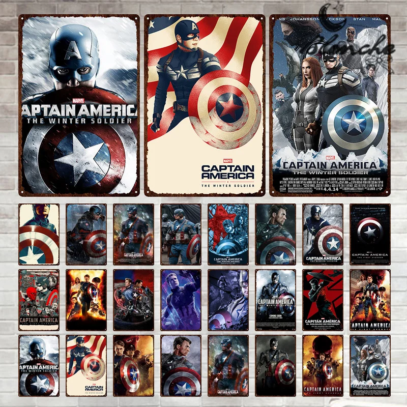 

Super Hero Metal Sign Marvel Captain America Film Tin Iron Plate Rust Modern Wall Art Picture Poster For Living Room Home Decor