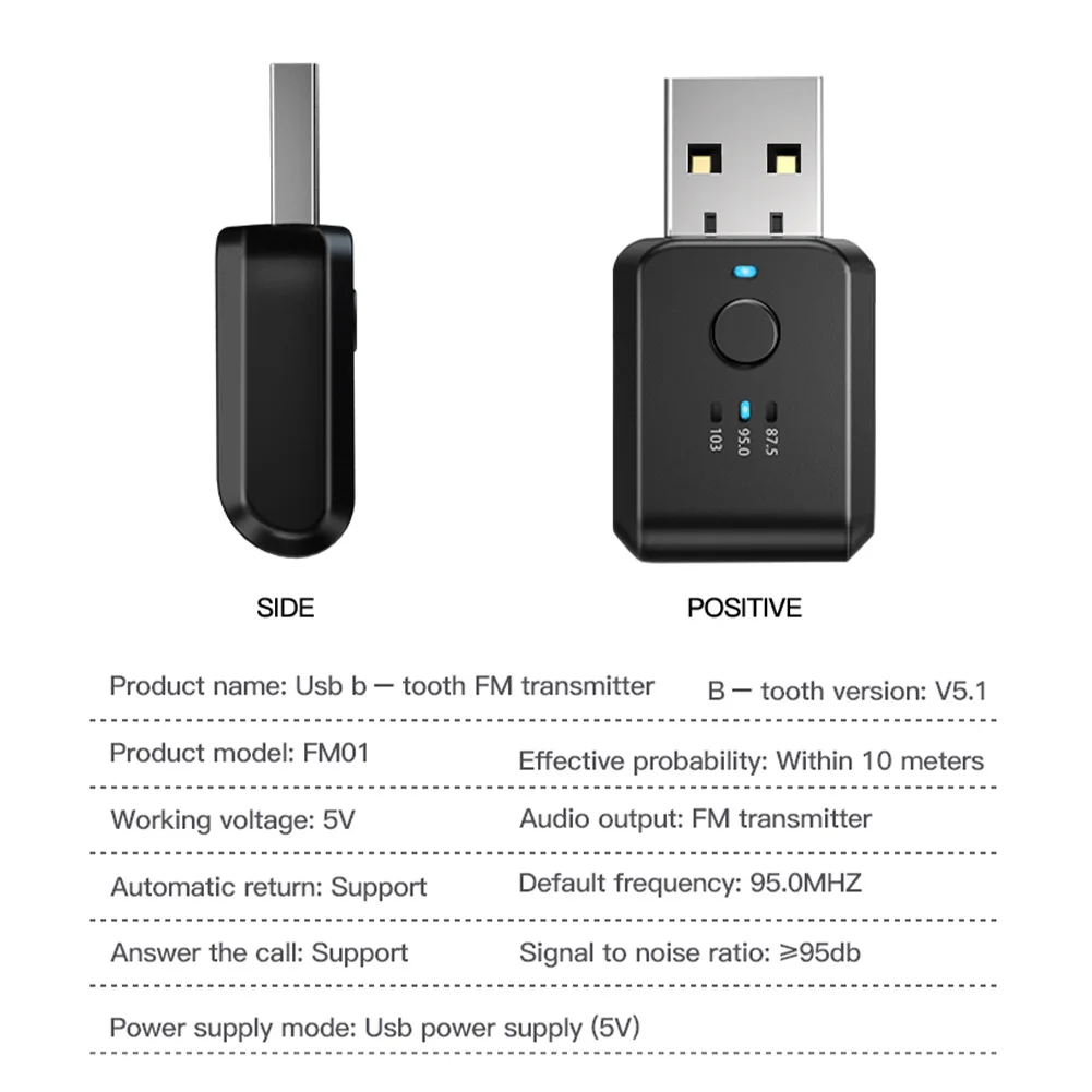 Автомобильный Bluetooth 5 1 FM-передатчик приемник громкой связи вызов мини USB мощный