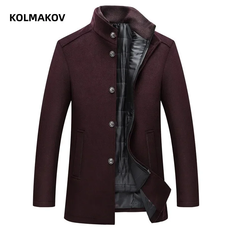 

Новое поступление 2023, осенне-зимнее модное высококачественное шерстяное плотное пальто для мужчин, мужские шерстяные куртки, верхняя одежда большого размера