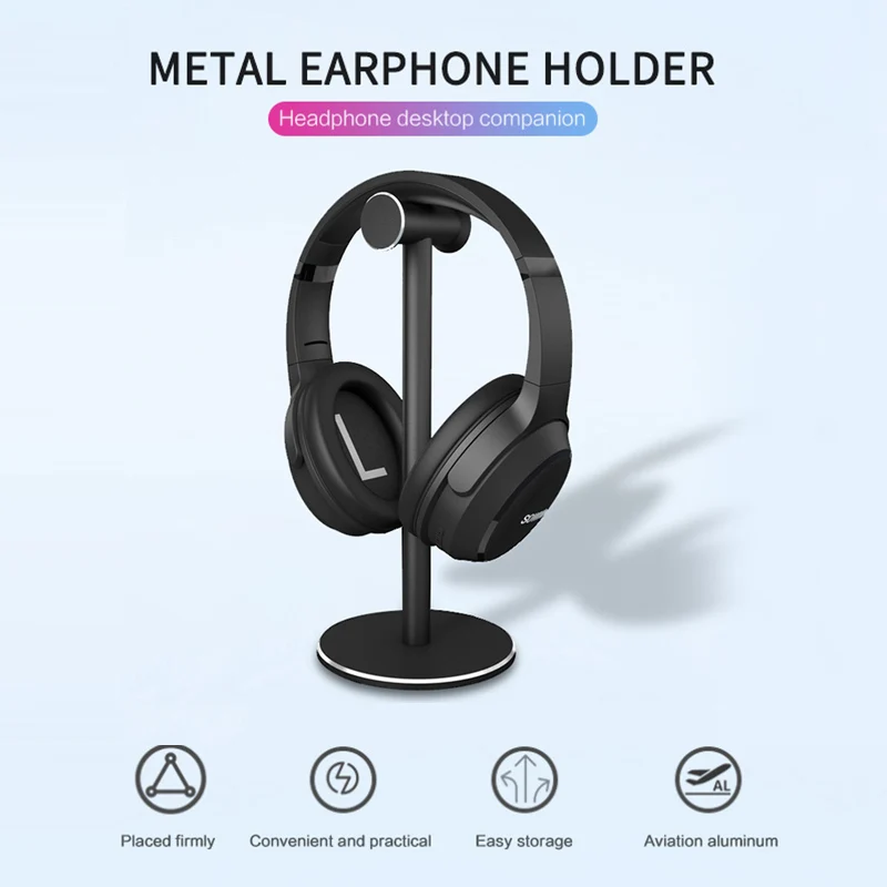 

Durable Detachable Holder Aluminum Alloy 23cm Wired Wireless Headsets Stand Prevent Damage Silicone Pad Metal Headphones Holder