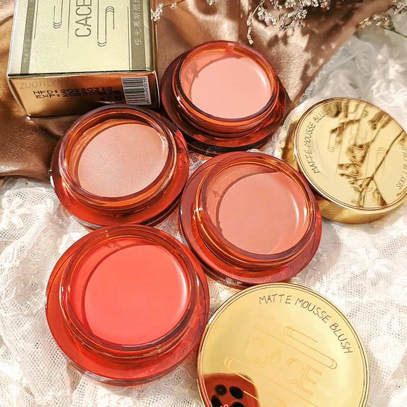 

Girl Blush Peach Cream Makeup Blush Mud Palette 3 in 1 Lipstick Blush Eye Shadow Contour Cosmetic Natural Rouge Cheek Tint Blush