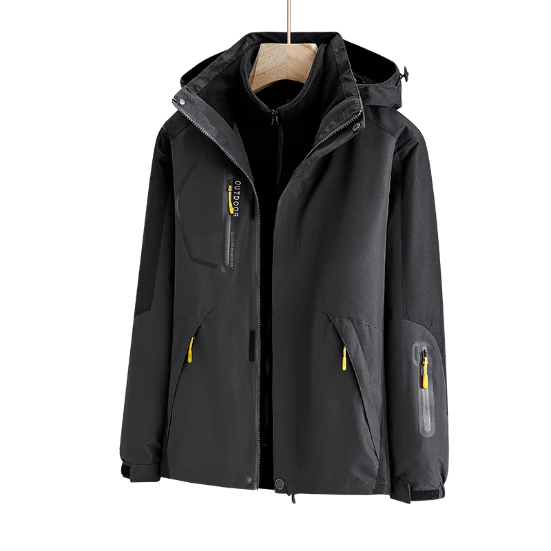 Men Winter New 3 In 1 Waterproof Windproof Warm Fleece Ski Jacket Parkas Coat Men Outdoor Hooded Snowboard Jackets Parka