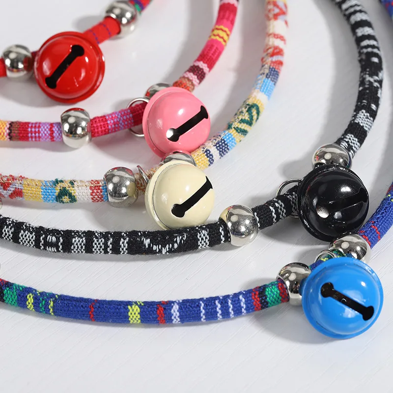 

Cat Collars with Bells Pet Jewelry,Dog Necklace Soft Adjustable Length Durable Metal Buckle Kitten Collar for Cats and Small Dog