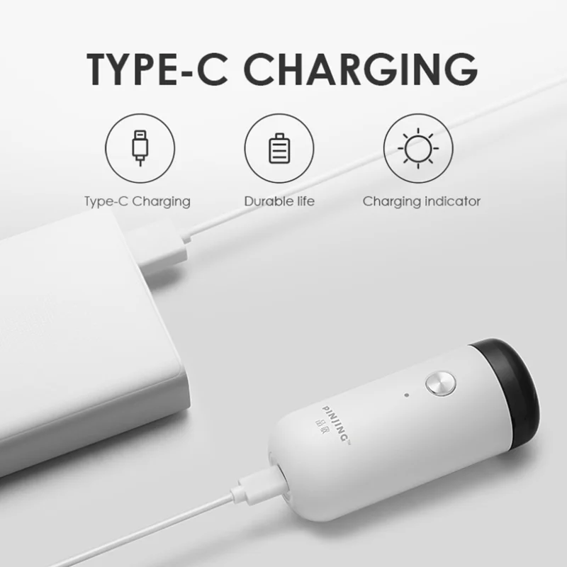 Фото Электробритва XIAOMI PINJING ED1, портативная мини-бритва с зарядкой от USB, триммер для бороды, моющаяся мужская бритва для сухого и влажного бритья №4