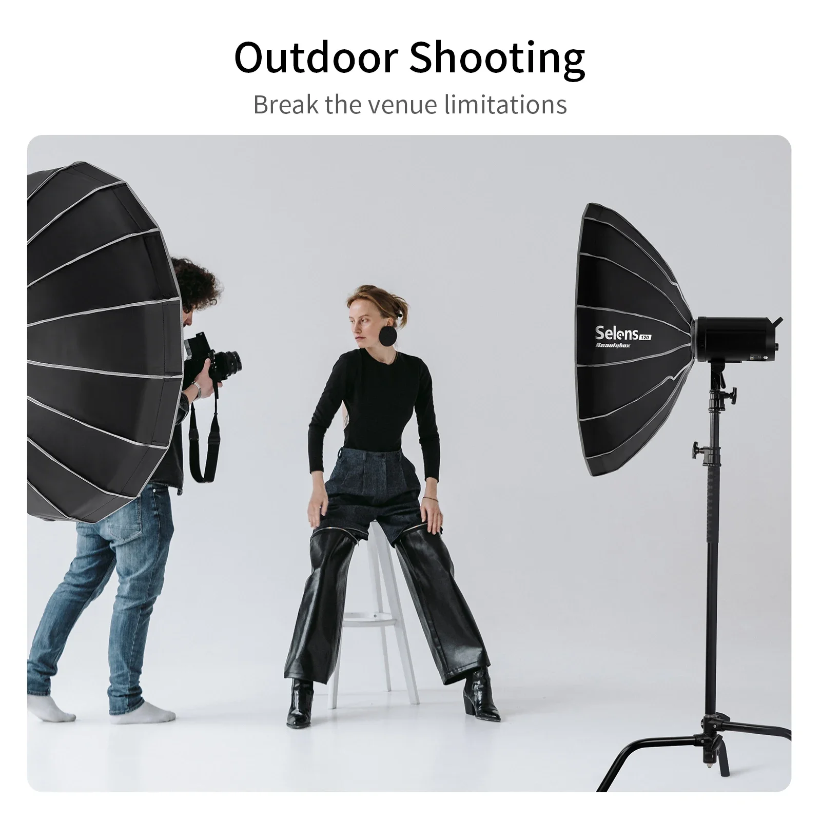Фото Selens 65/85/120 см зонтик радар софтбокс Beauty Dish софтбокс с диффузором, сумка для хранения для фотостудии Bowens Mount №3