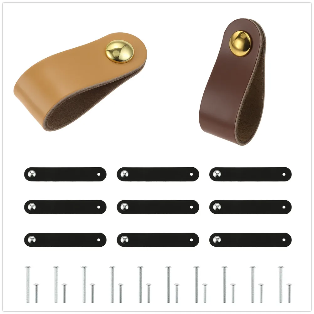 

Ручка кожаная с винтами для выдвижных ящиков, 65 х24 мм, 10 шт./комплект