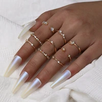 casual trendy ring sets for girls simple alloy gold thin rings party knuckle jewelry moon diamond elegant women accessories