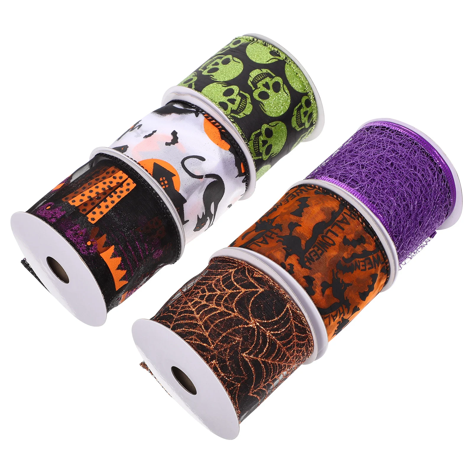 

6 Rolls Halloween Webbing Ribbon Gift DIY Decoration Christmas Decorations Packing Wrapping Present Craft