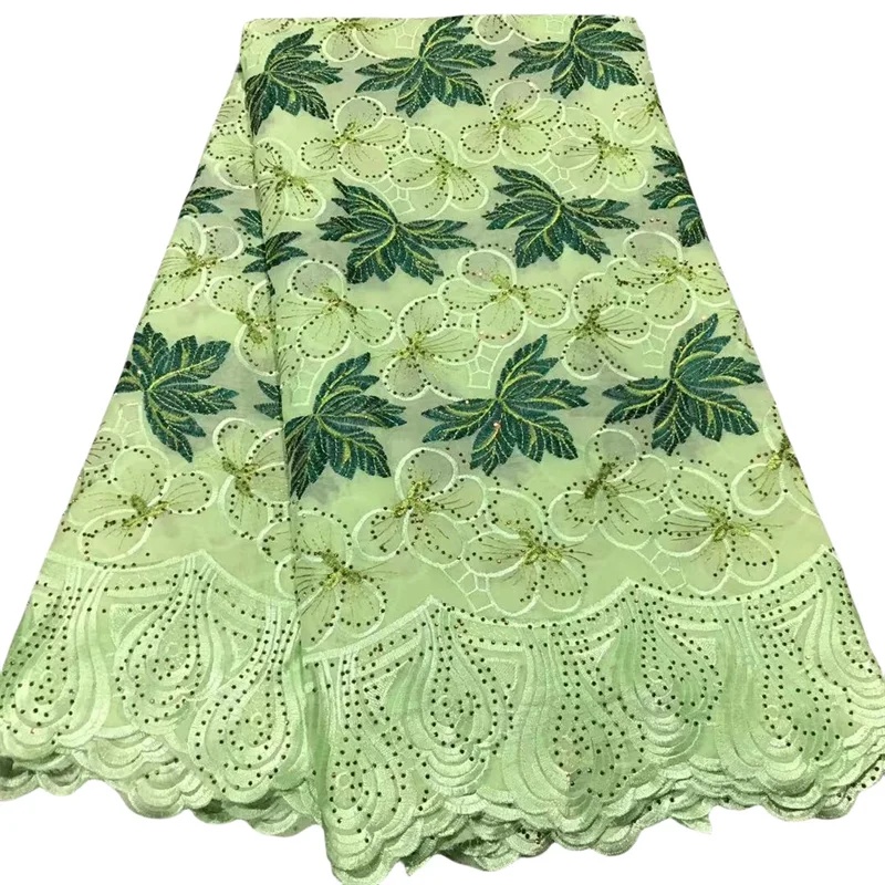 

5 yard Swiss lace fabric latest heavy beaded Embroidery African 100% cotton fabrics Swiss voile lace popular Dubai style PL09015
