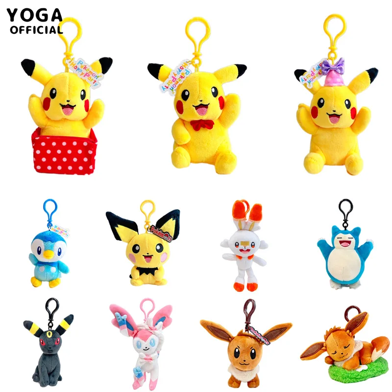 

Pokemon Eevee Snorlax Plush Toys Keychain Kawaii Cartoon Pikachu Scorbunny Bag Cute Pendant for Birthday Gift for Boys and Girls