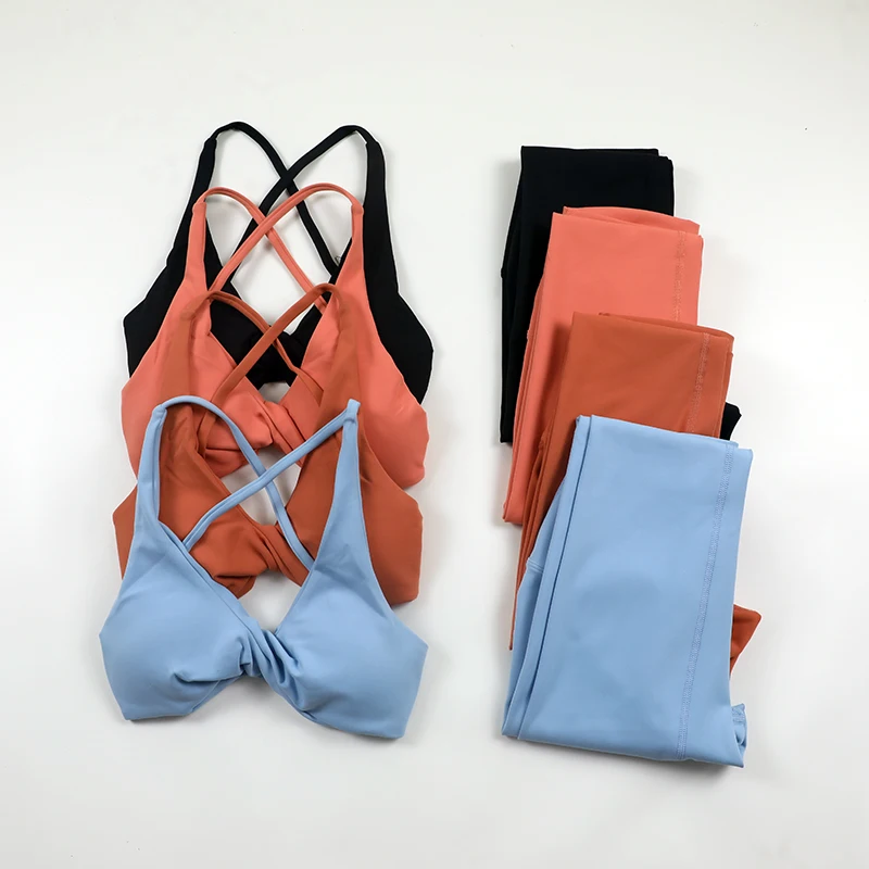 Женский мягкий комплект для йоги из 2 предметов тренировочная одежда спортивная