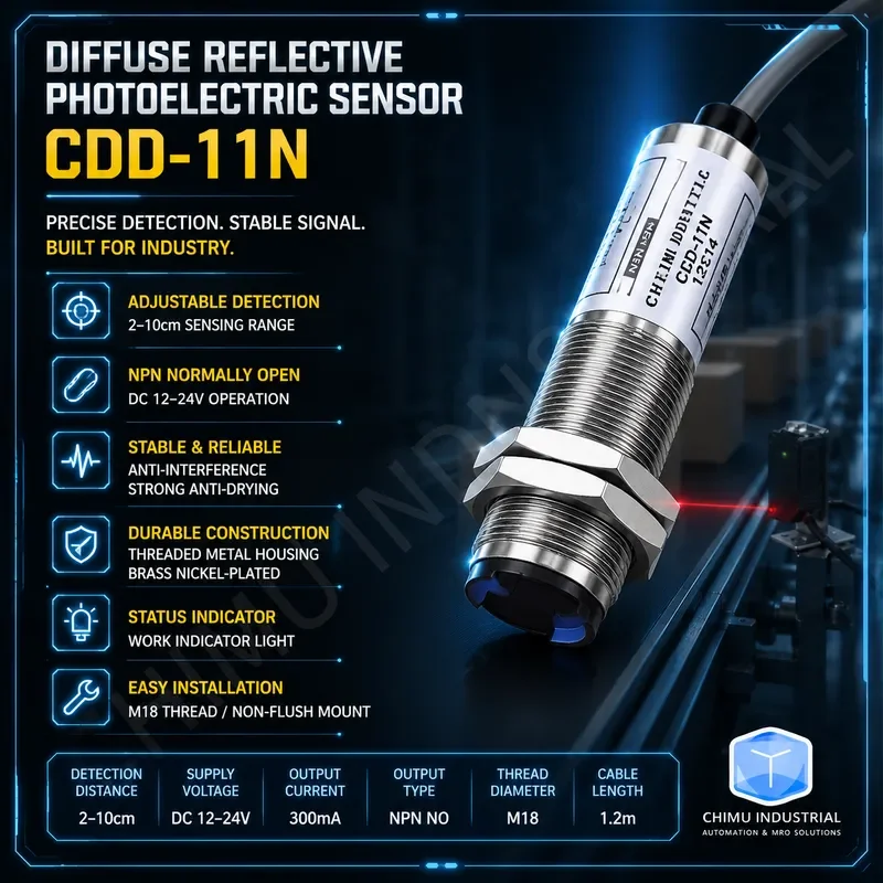 Фото 【CHIMU INDUSTRIAL】 Оптический датчик диффузного отражения CDD-11N, 4-проводной, NPN NO NC, 24В постоянного тока №4