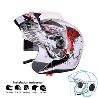 motorcycle bluetooth compatible helmet flip up motocicleta kask bt casco moto double visors casque motor bike capacete ece