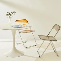 folding dining chair household minimalist modern clothing store stool backrest acrylic transparent photo chair hwc