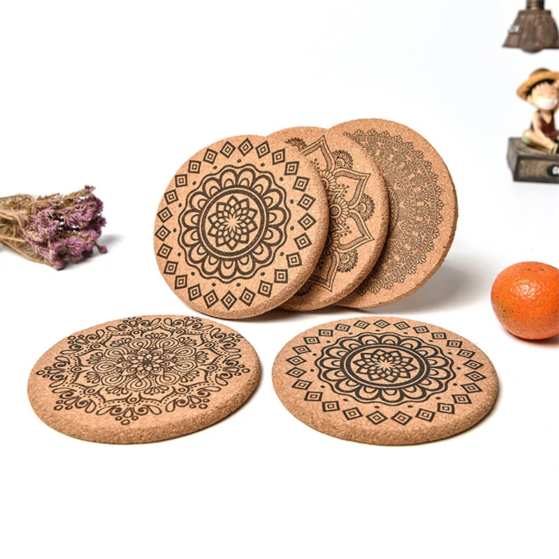 

Creative Wooden Coasters European Style Placemats Home Accessories Round Coffee Coasters Kitchen Dishes Placemat Tableware.75z