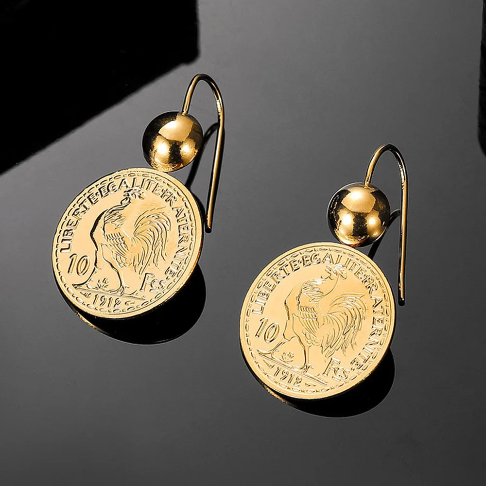 Дубайские золотые серьги турецкие модные с монетами для женщин мусульманские