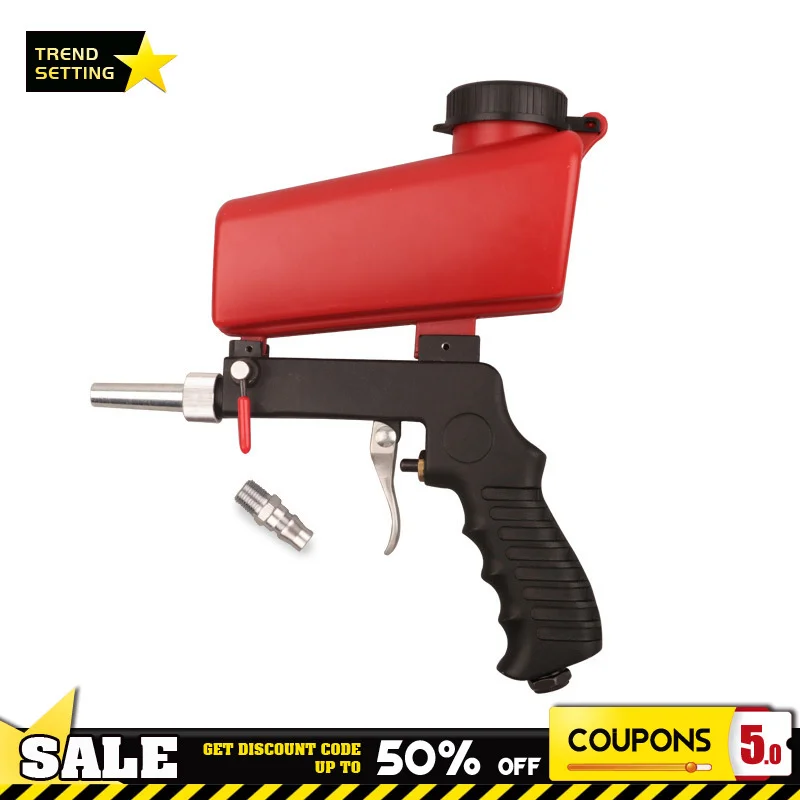 

90psi Portable Gravity Sandblasting Gun Small Sand Blasting Machine Adjustable Set Pneumatic Spray Tool
