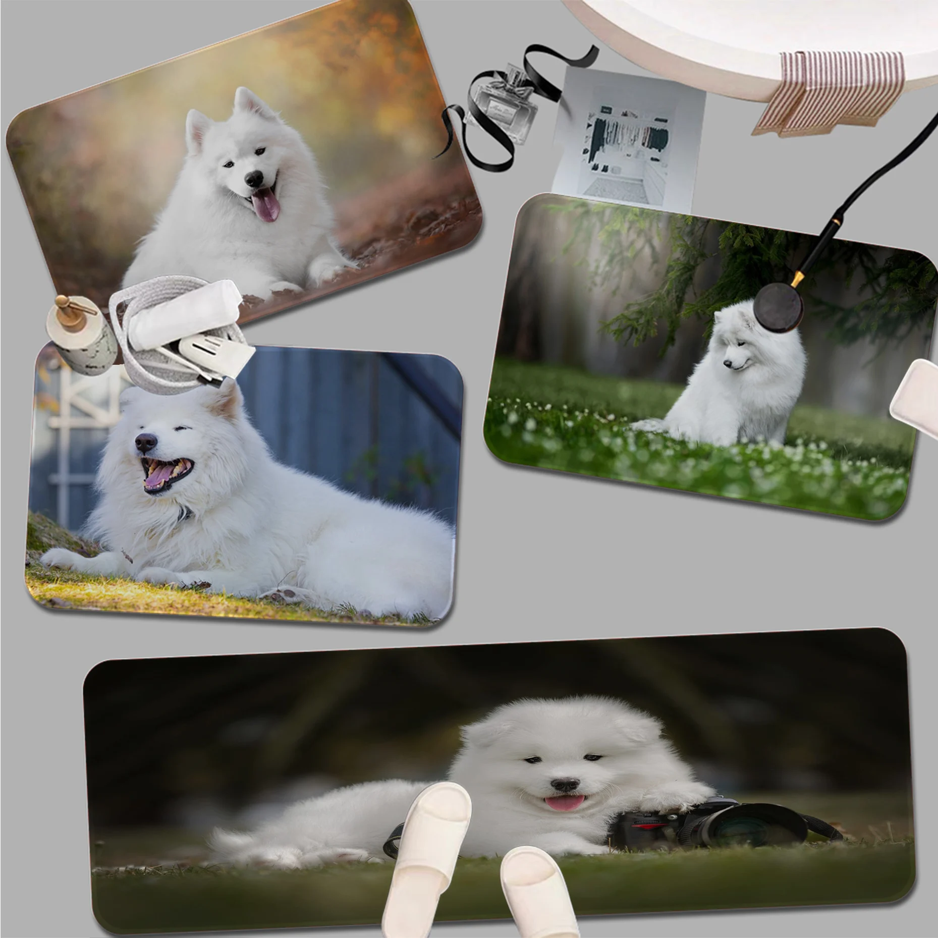 

Samoyed Door Mat Non-Slip Laundry Room Mat Laundry Decor Balcony Child Living Room Toilet Rug