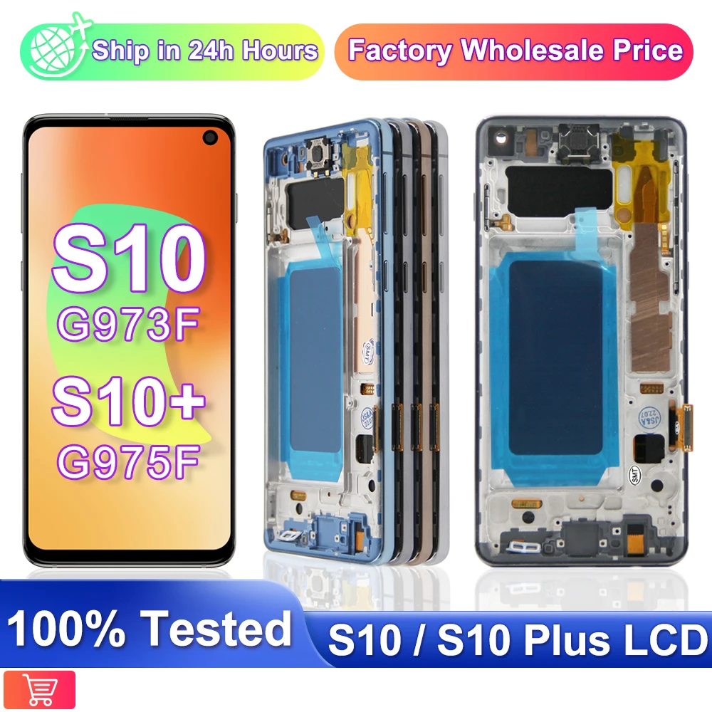 100% Tested For Samsung Galaxy S10+ /S10 Plus G975F/DS Lcd Display Touch Screen Digitizer for Samsung Galaxy S10 G973F/DS Screen