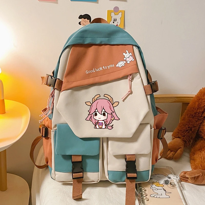 

Модный рюкзак унисекс, студенческий портфель для игры Genshin Impact Merch Kamisato Ayaka Beelzebul kaedeхара Kazuha контрастных цветов