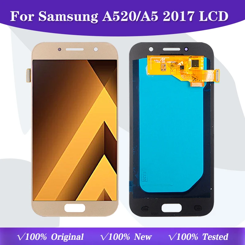 

1Pcs Amoled A520 Display For Samsung Galaxy A5 2017 Lcd Touch Panel Screen Digitizer A520M A520F Assembly Free Shipping