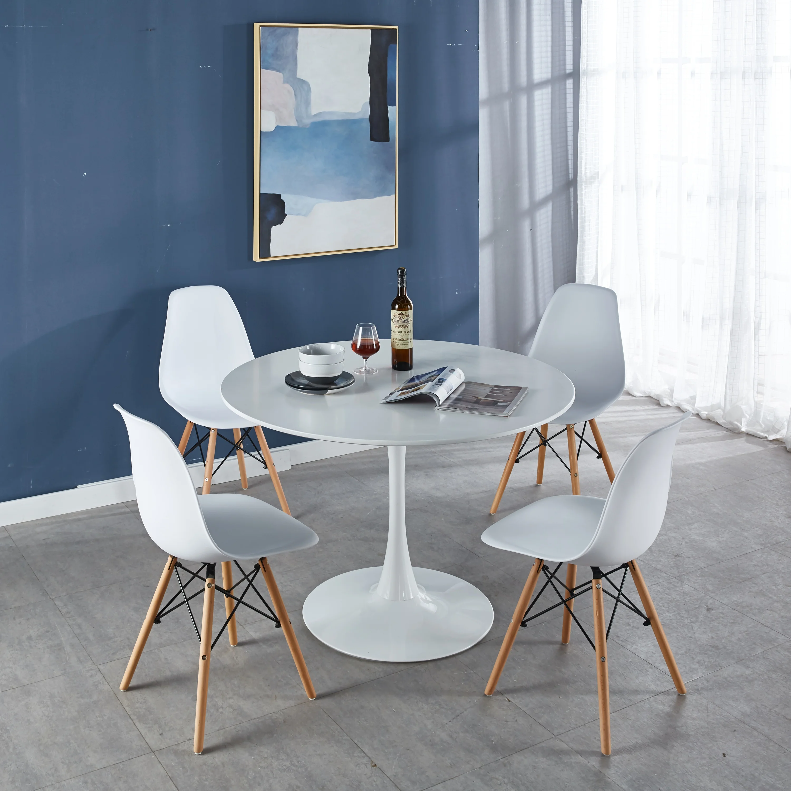 

1+4，5pieces table and chair,white dining sets,kitchen sets,coffee sets