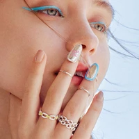 foydjew creative cute mani pedis wear nail rings womens light luxury niche design advanced sense fashion armor knuckles ring